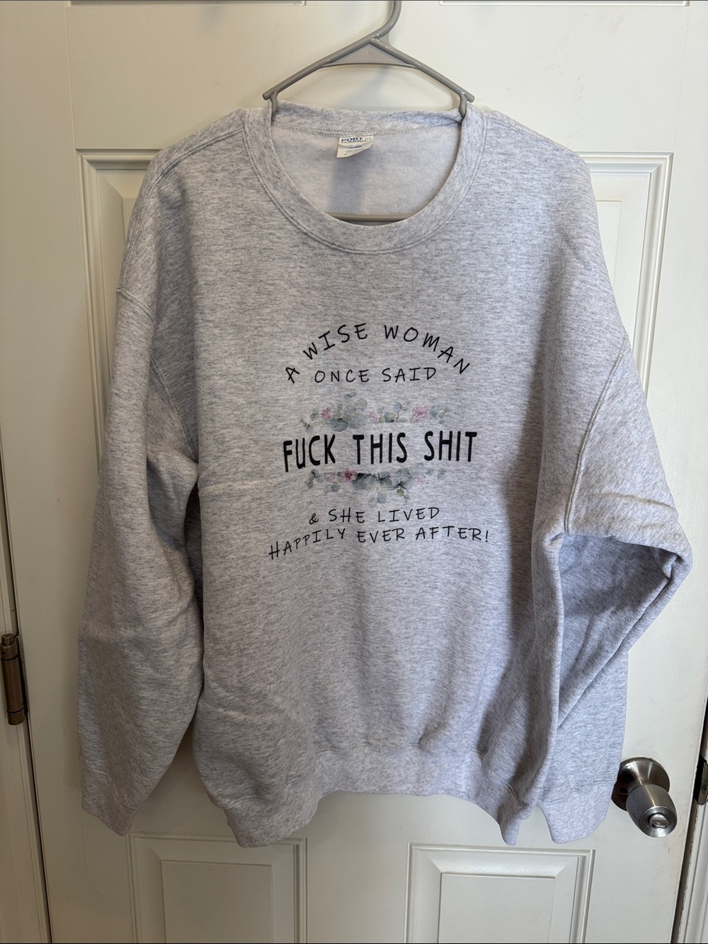 Port and Company Light Gray Graphic Crewneck Sweatshirt